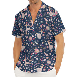 Floral Ballet Pattern Print Men's Deep V-Neck Shirt