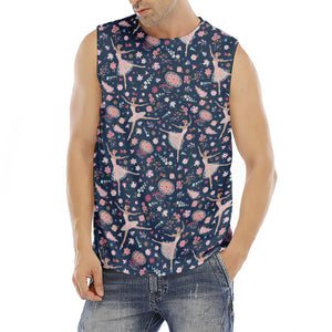 Floral Ballet Pattern Print Men's Fitness Tank Top