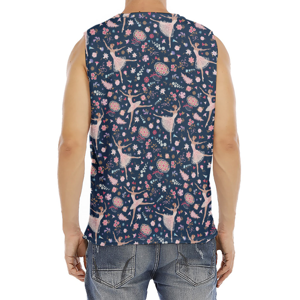 Floral Ballet Pattern Print Men's Fitness Tank Top