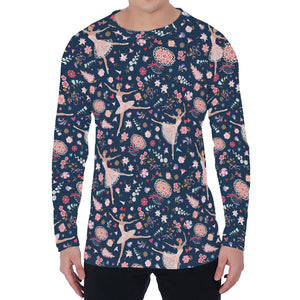 Floral Ballet Pattern Print Men's Long Sleeve T-Shirt