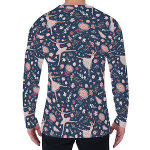 Floral Ballet Pattern Print Men's Long Sleeve T-Shirt