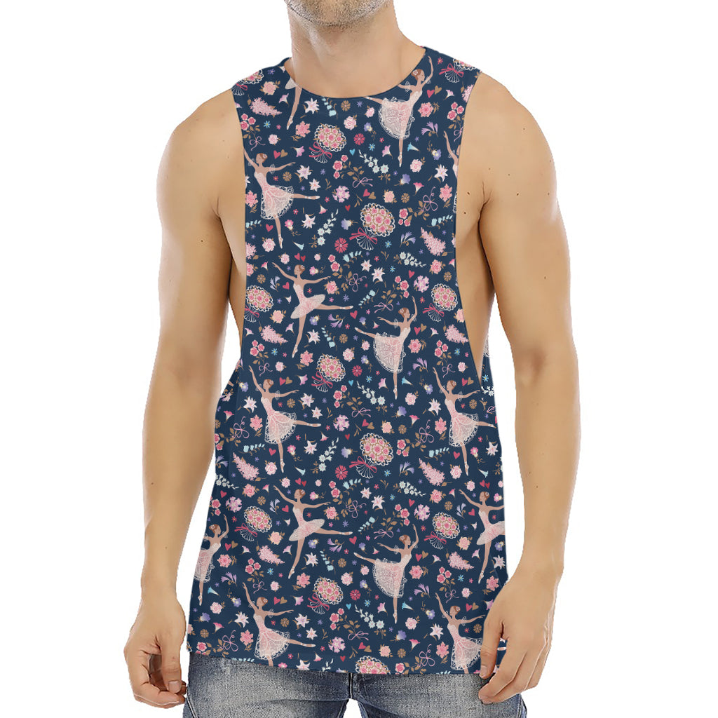 Floral Ballet Pattern Print Men's Muscle Tank Top