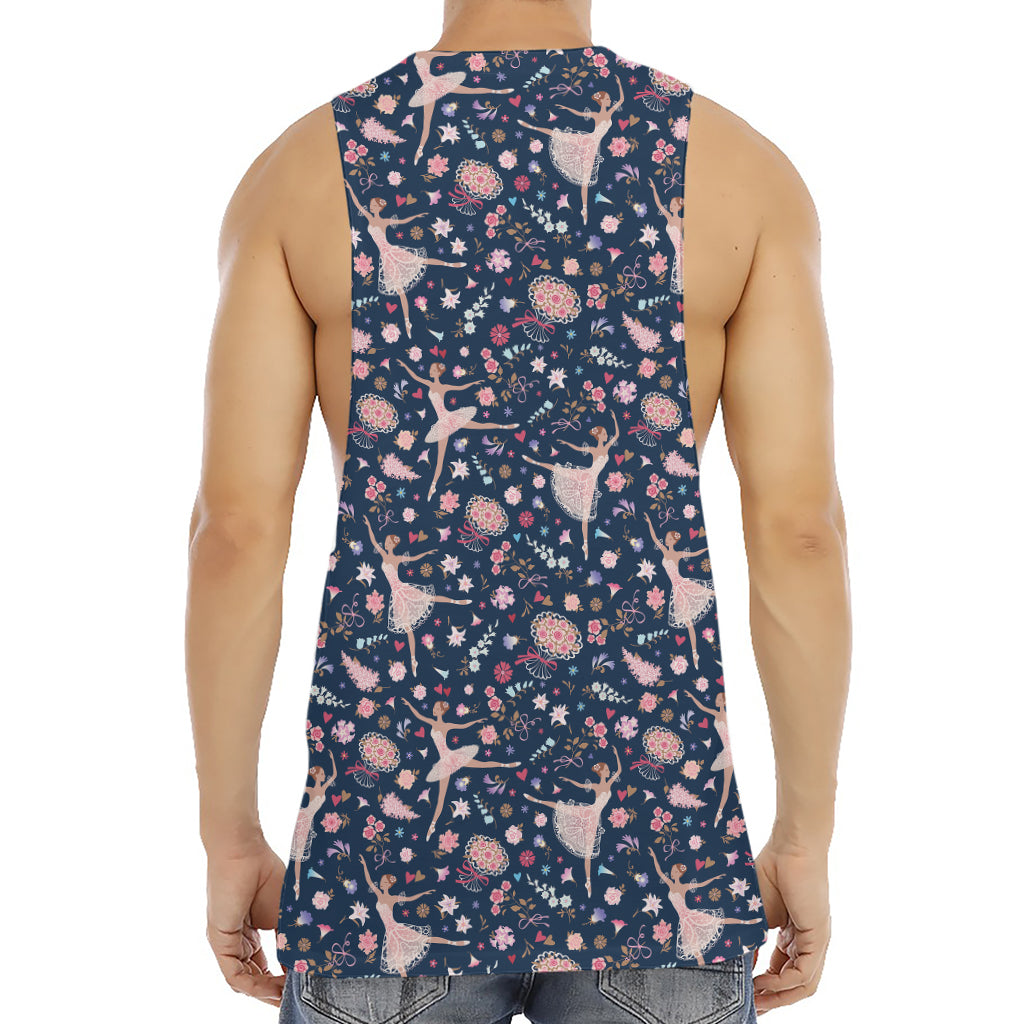 Floral Ballet Pattern Print Men's Muscle Tank Top