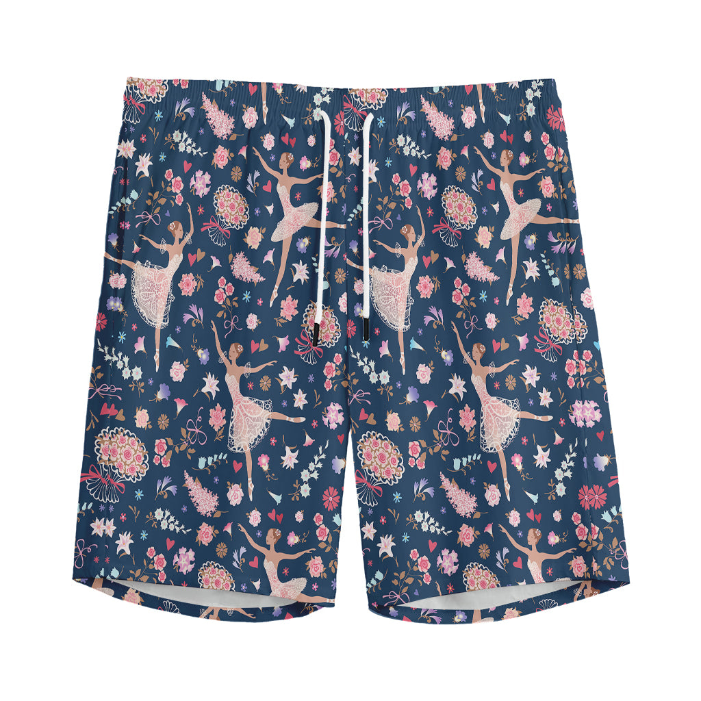 Floral Ballet Pattern Print Men's Sports Shorts