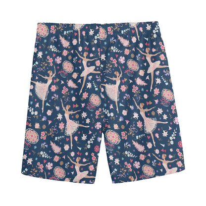 Floral Ballet Pattern Print Men's Sports Shorts
