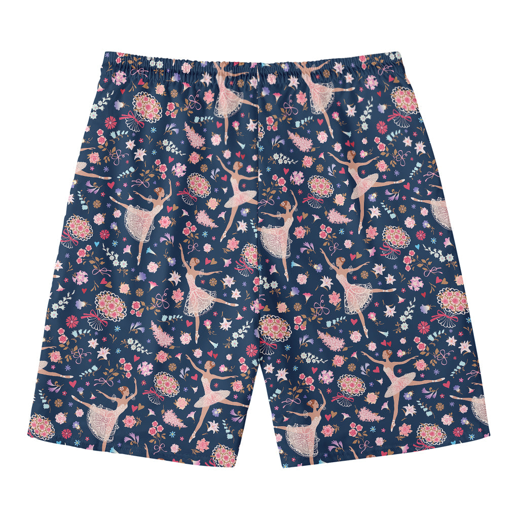 Floral Ballet Pattern Print Men's Swim Trunks