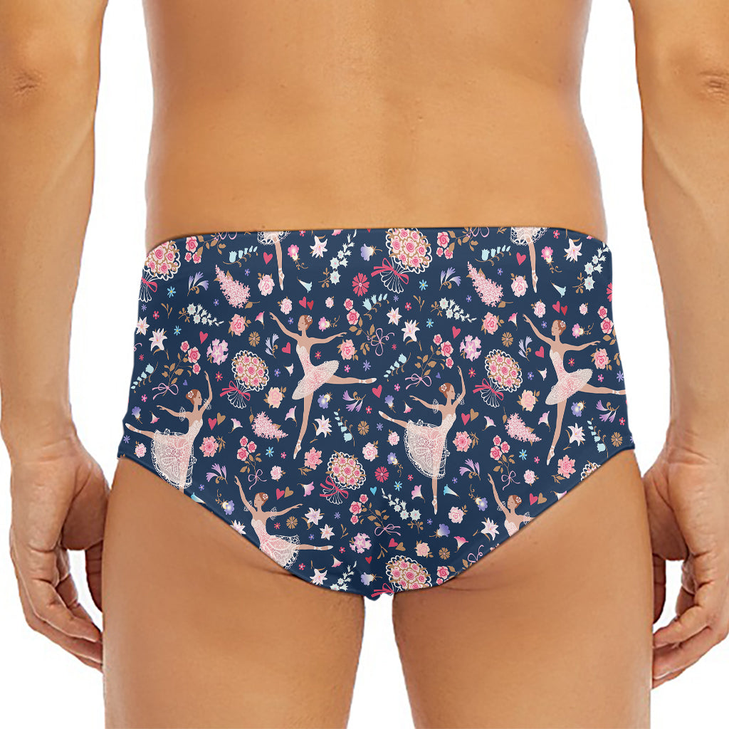 Floral Ballet Pattern Print Men's Triangle Swim Briefs