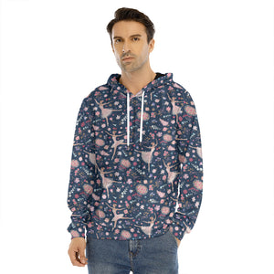 Floral Ballet Pattern Print Men's Velvet Pullover Hoodie