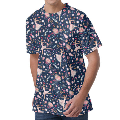 Floral Ballet Pattern Print Men's Velvet T-Shirt