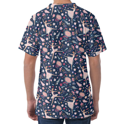 Floral Ballet Pattern Print Men's Velvet T-Shirt