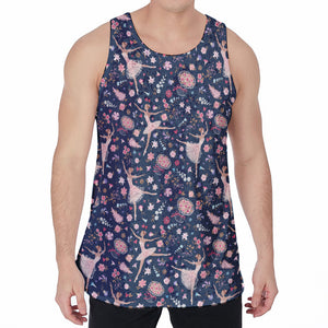 Floral Ballet Pattern Print Men's Velvet Tank Top