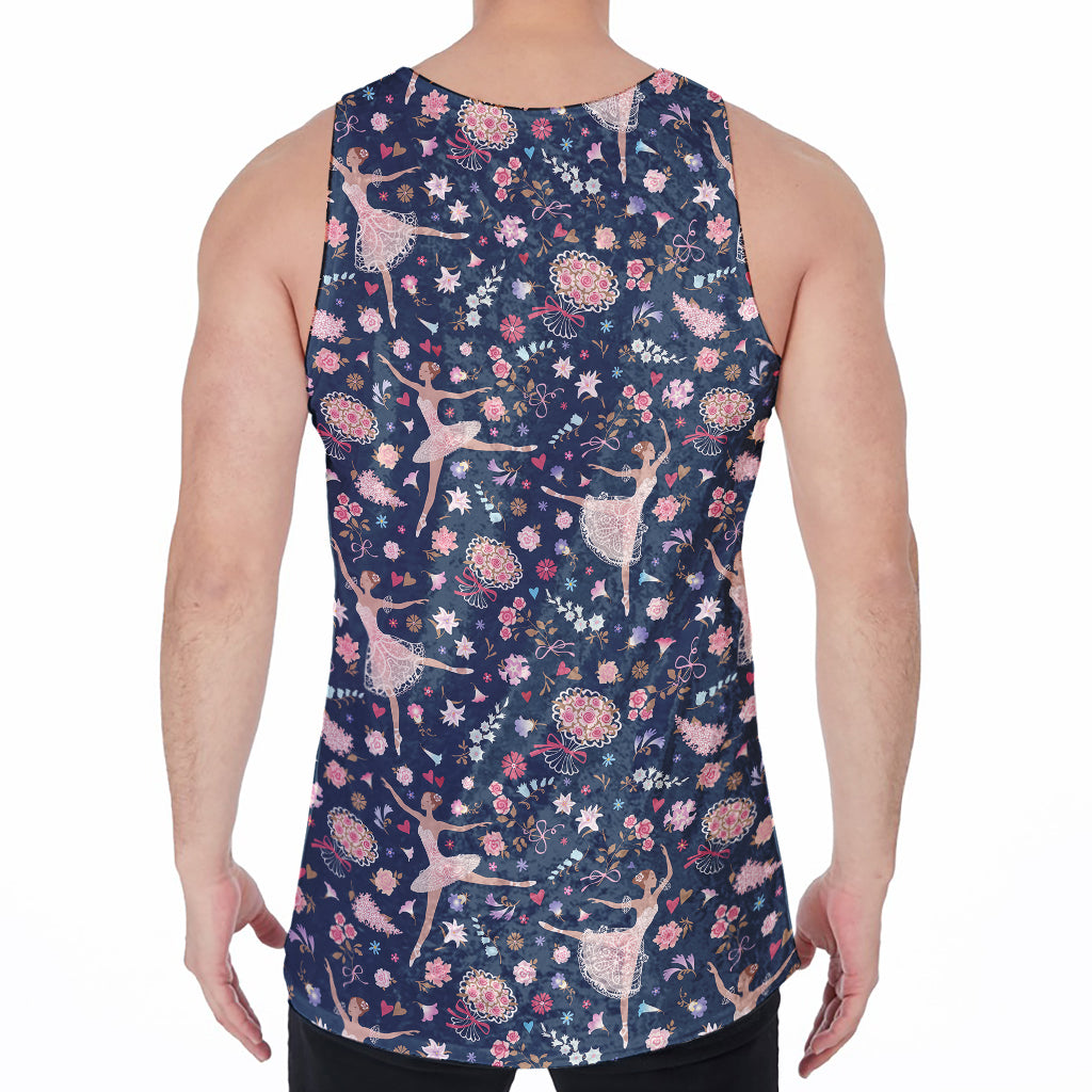 Floral Ballet Pattern Print Men's Velvet Tank Top