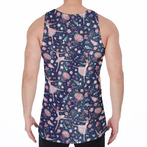 Floral Ballet Pattern Print Men's Velvet Tank Top