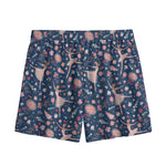 Floral Ballet Pattern Print Mesh Shorts