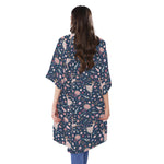 Floral Ballet Pattern Print Open Front Beach Cover Up