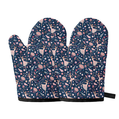 Floral Ballet Pattern Print Oven Mitts