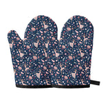 Floral Ballet Pattern Print Oven Mitts
