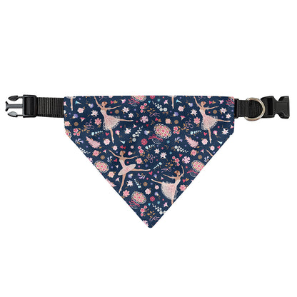 Floral Ballet Pattern Print Over The Collar Dog Bandana