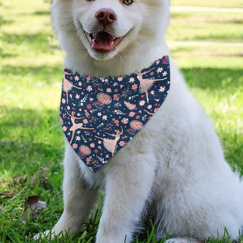 Floral Ballet Pattern Print Over The Collar Dog Bandana