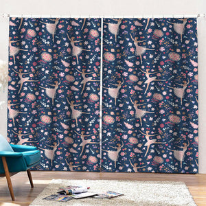 Floral Ballet Pattern Print Pencil Pleat Curtains