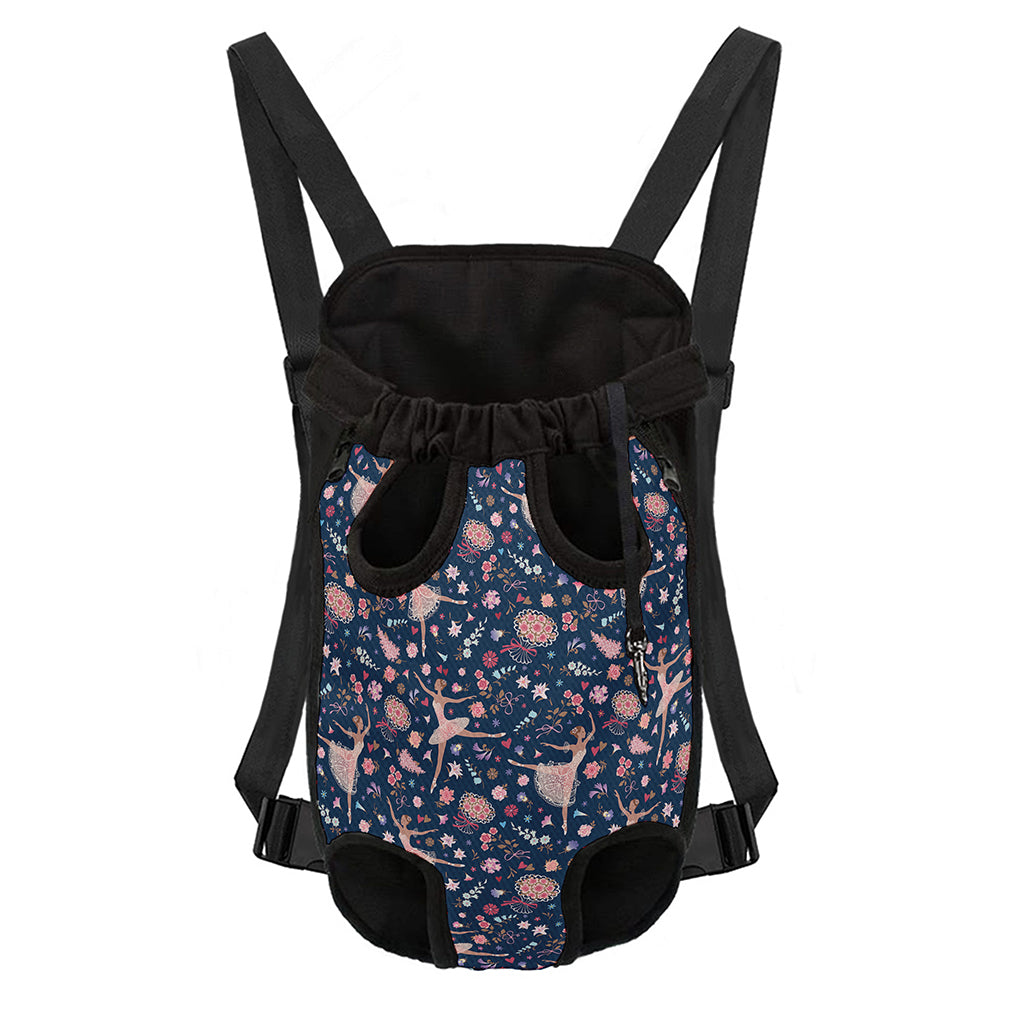 Floral Ballet Pattern Print Pet Carrier Backpack