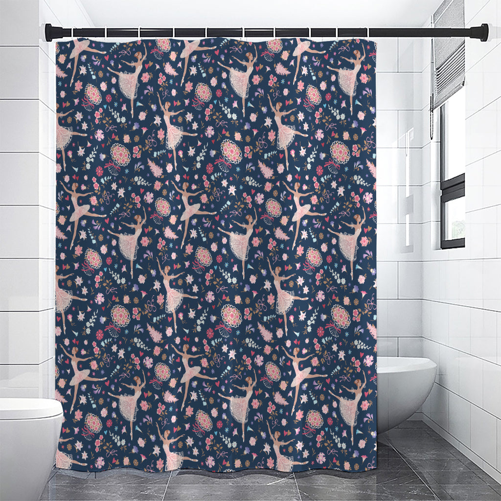 Floral Ballet Pattern Print Premium Shower Curtain