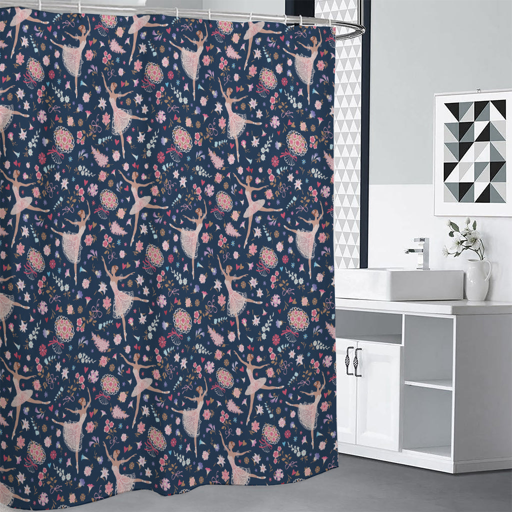 Floral Ballet Pattern Print Premium Shower Curtain