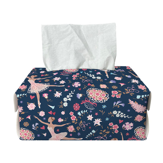 Floral Ballet Pattern Print Rectangle Tissue Box Cover