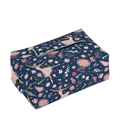 Floral Ballet Pattern Print Rectangle Tissue Box Cover