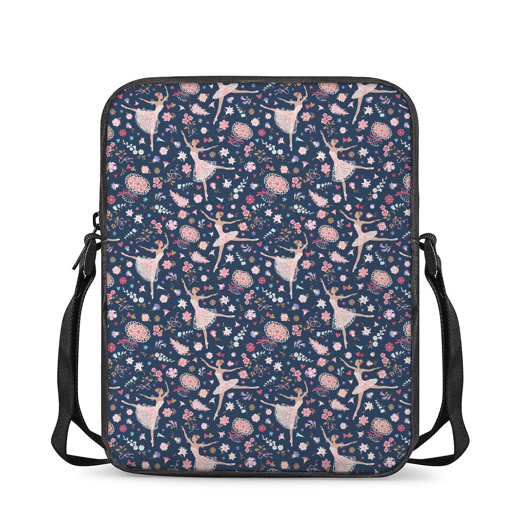 Floral Ballet Pattern Print Rectangular Crossbody Bag