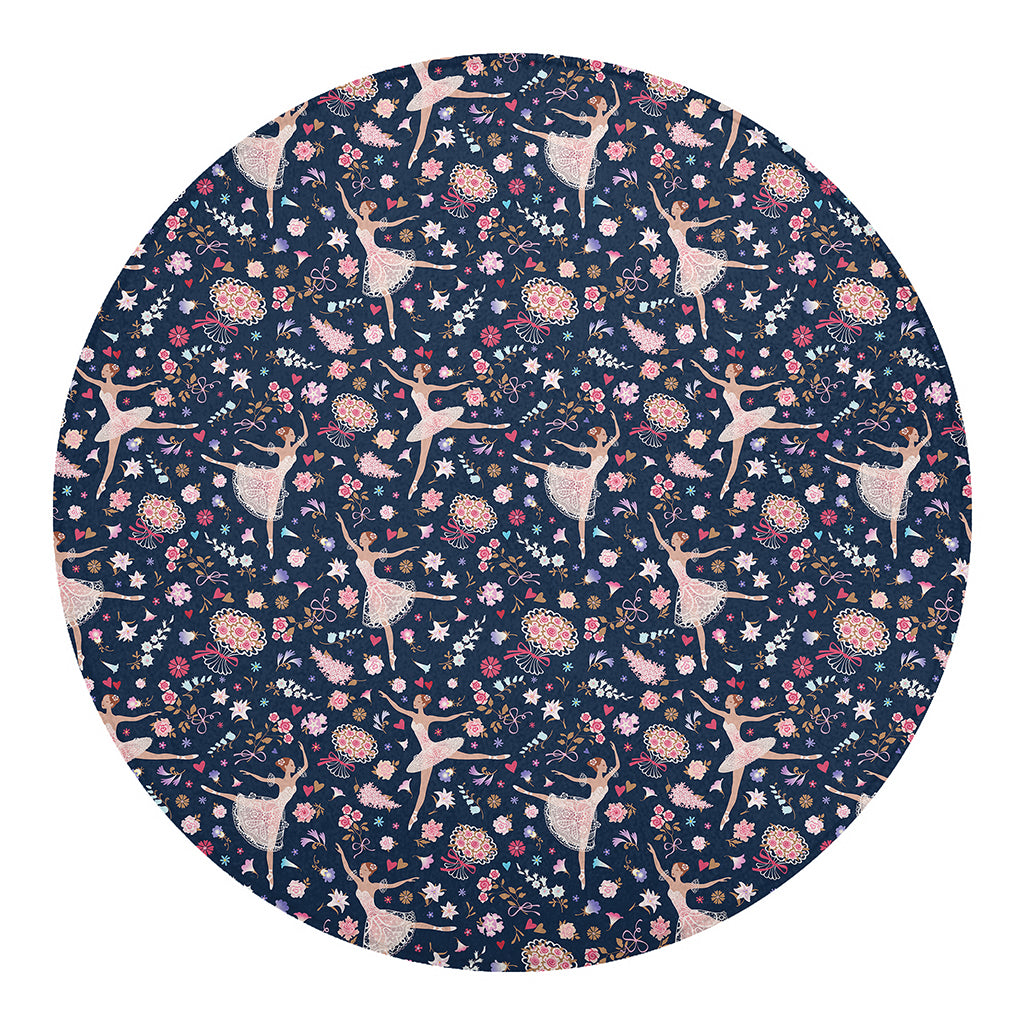 Floral Ballet Pattern Print Round Blanket