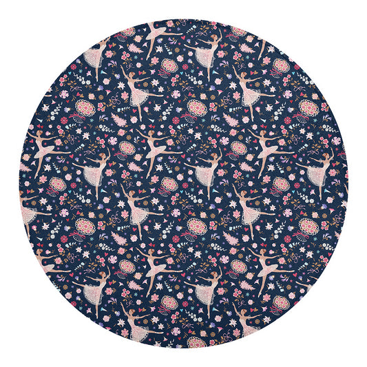 Floral Ballet Pattern Print Round Blanket