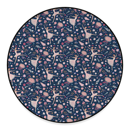 Floral Ballet Pattern Print Round Floor Mat