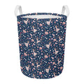 Floral Ballet Pattern Print Round Laundry Basket