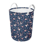 Floral Ballet Pattern Print Round Laundry Basket