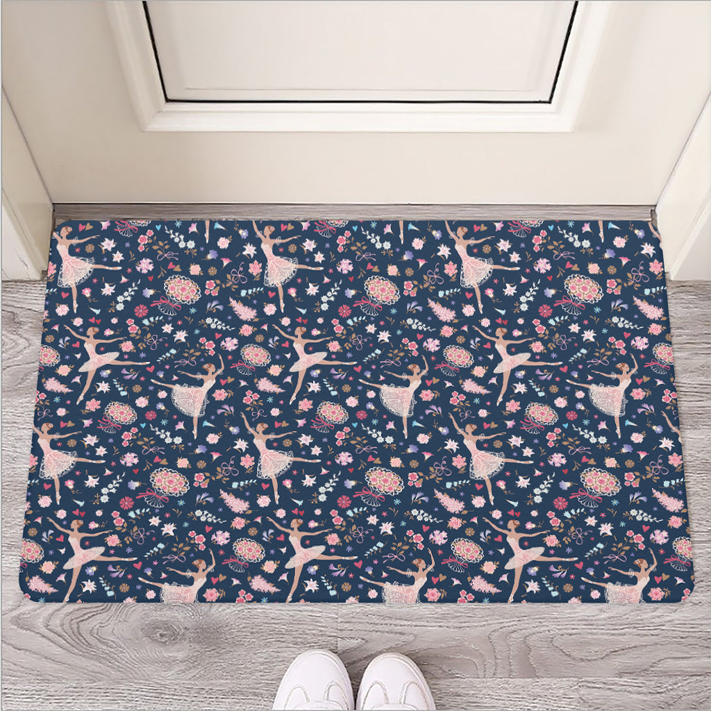 Floral Ballet Pattern Print Rubber Doormat