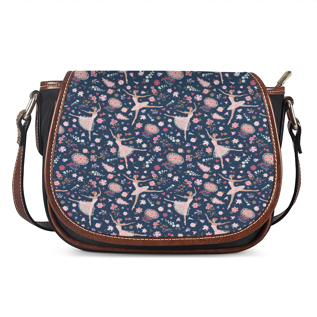 Floral Ballet Pattern Print Saddle Bag