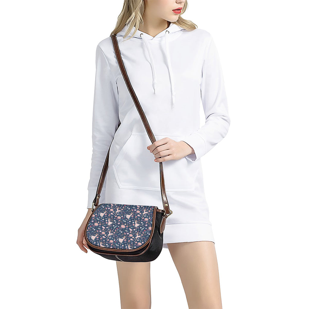 Floral Ballet Pattern Print Saddle Bag