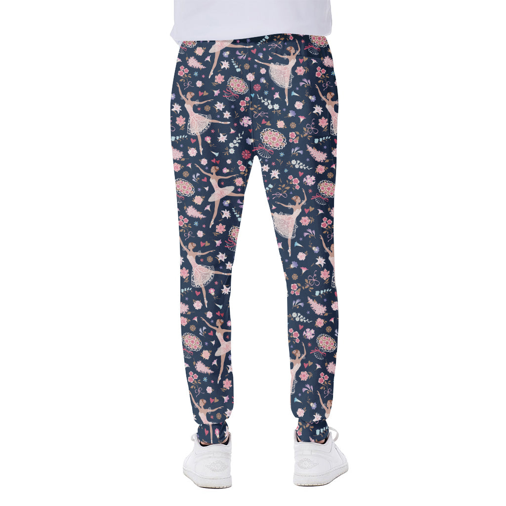 Floral Ballet Pattern Print Scuba Joggers