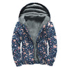 Floral Ballet Pattern Print Sherpa Lined Zip Up Hoodie