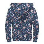 Floral Ballet Pattern Print Sherpa Lined Zip Up Hoodie