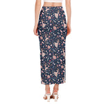 Floral Ballet Pattern Print Side Slit Maxi Skirt