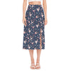 Floral Ballet Pattern Print Side Slit Midi Skirt