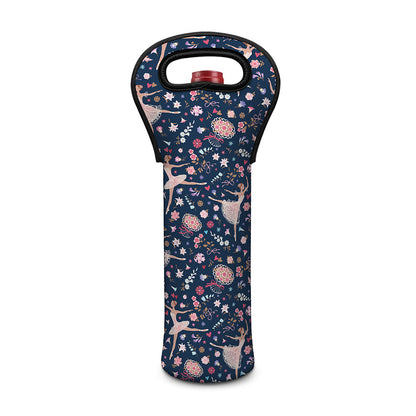 Floral Ballet Pattern Print Single Neoprene Wine Tote