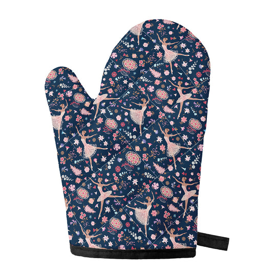 Floral Ballet Pattern Print Single Oven Mitt