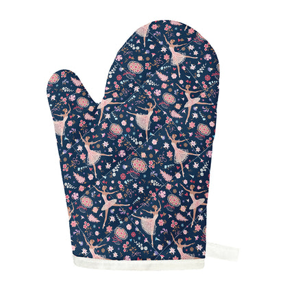 Floral Ballet Pattern Print Single Oven Mitt