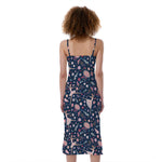 Floral Ballet Pattern Print Slim Fit Midi Cami Dress