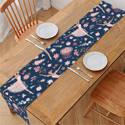 Floral Ballet Pattern Print Table Runner