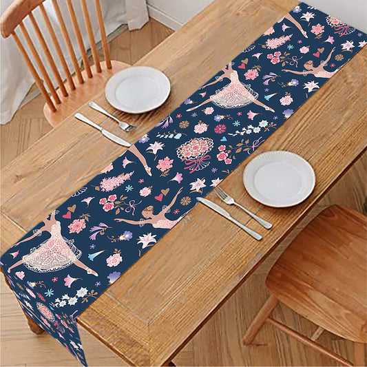 Floral Ballet Pattern Print Table Runner