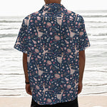 Floral Ballet Pattern Print Textured Short Sleeve Shirt